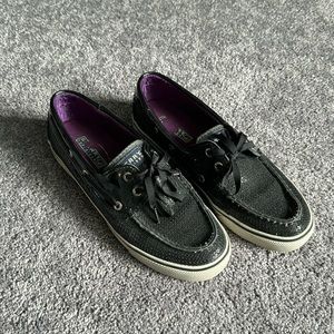 Black Sequin Sperry Sneakers